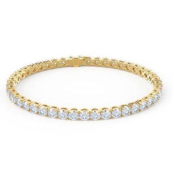 8.8 Round Diamond Tennis Bracelet 44 Stones Yellow - Picture 1 of 1